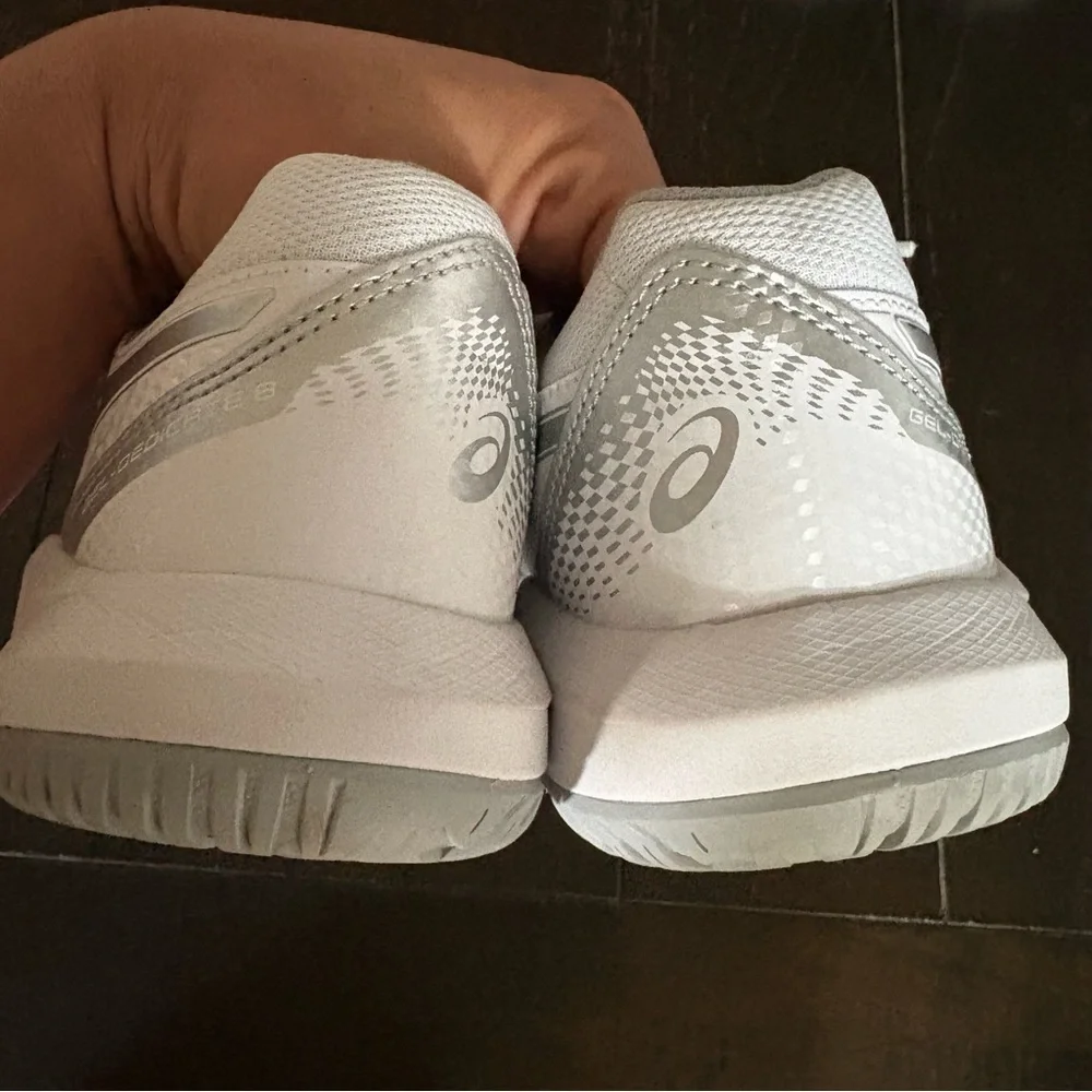 Asics White Athletic Shoes with Silver Logo